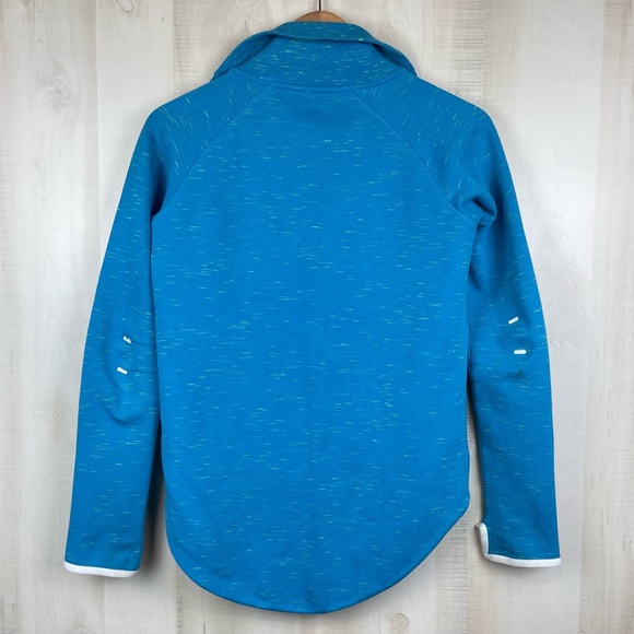 Nike Tech Fleece Women’s Full Zip Moto Jacket Running Cape Hi-Lo Blue Sz XS - Picture 8 of 16